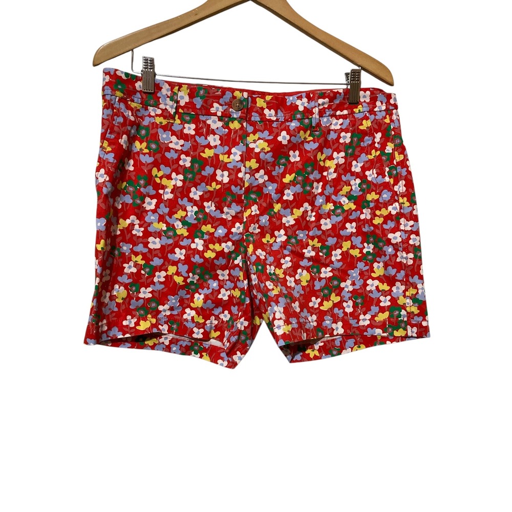 Talbots Red Floral‎ Chino Shorts Womens Sz 12P Multicolored Flower Print